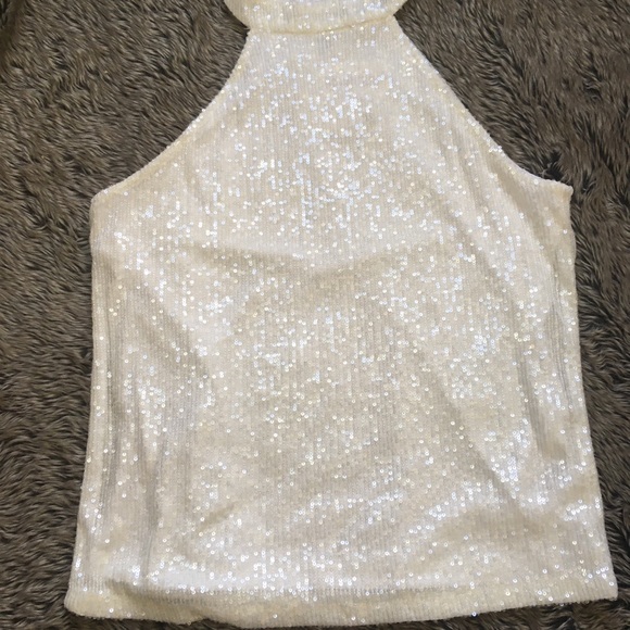 Cable & Gauge Tops - Cable & Gauge cream color sequin sleeveless halter top size medium